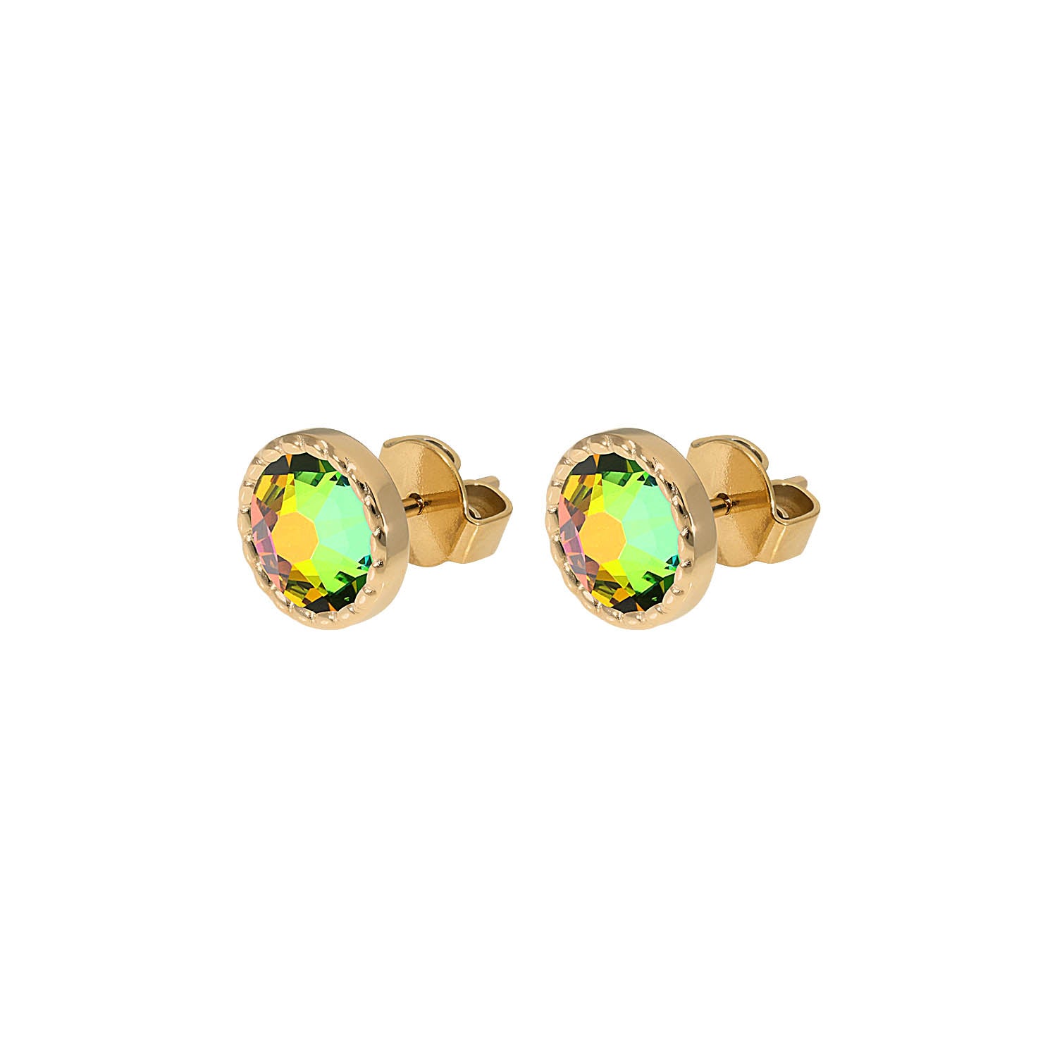 Bocconi Flat Ohrstecker 9 mm - Gold Crystal Vitrail Medium