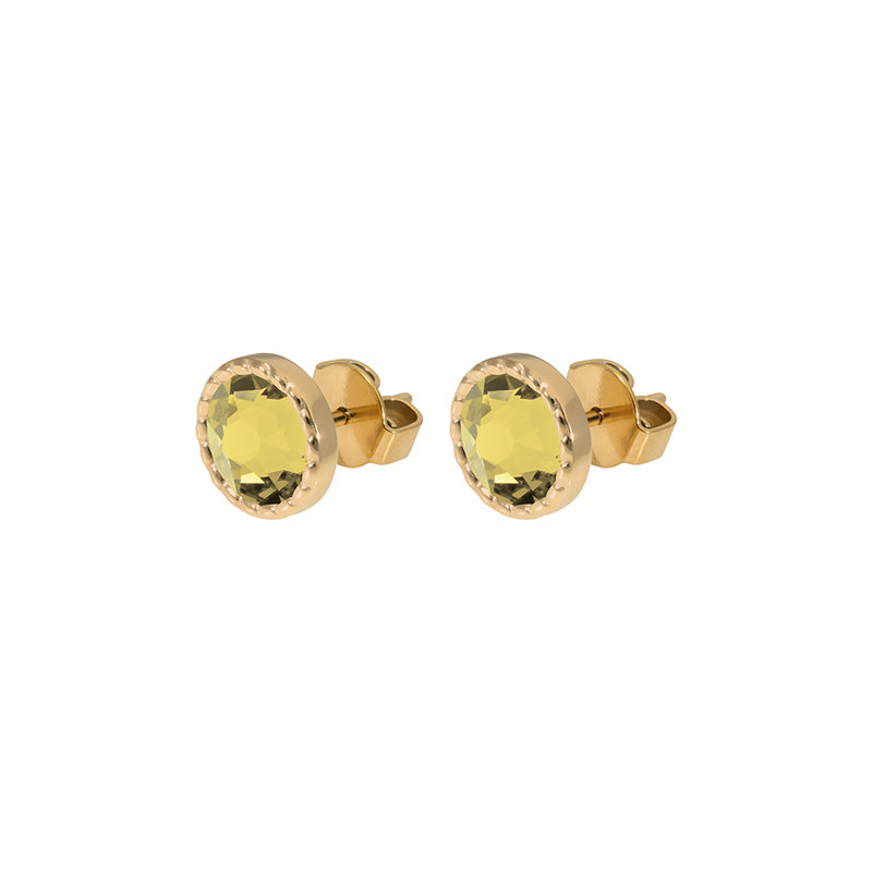 Bocconi Flat Ohrstecker 9 mm - Gold Recreated Dark Jonquil