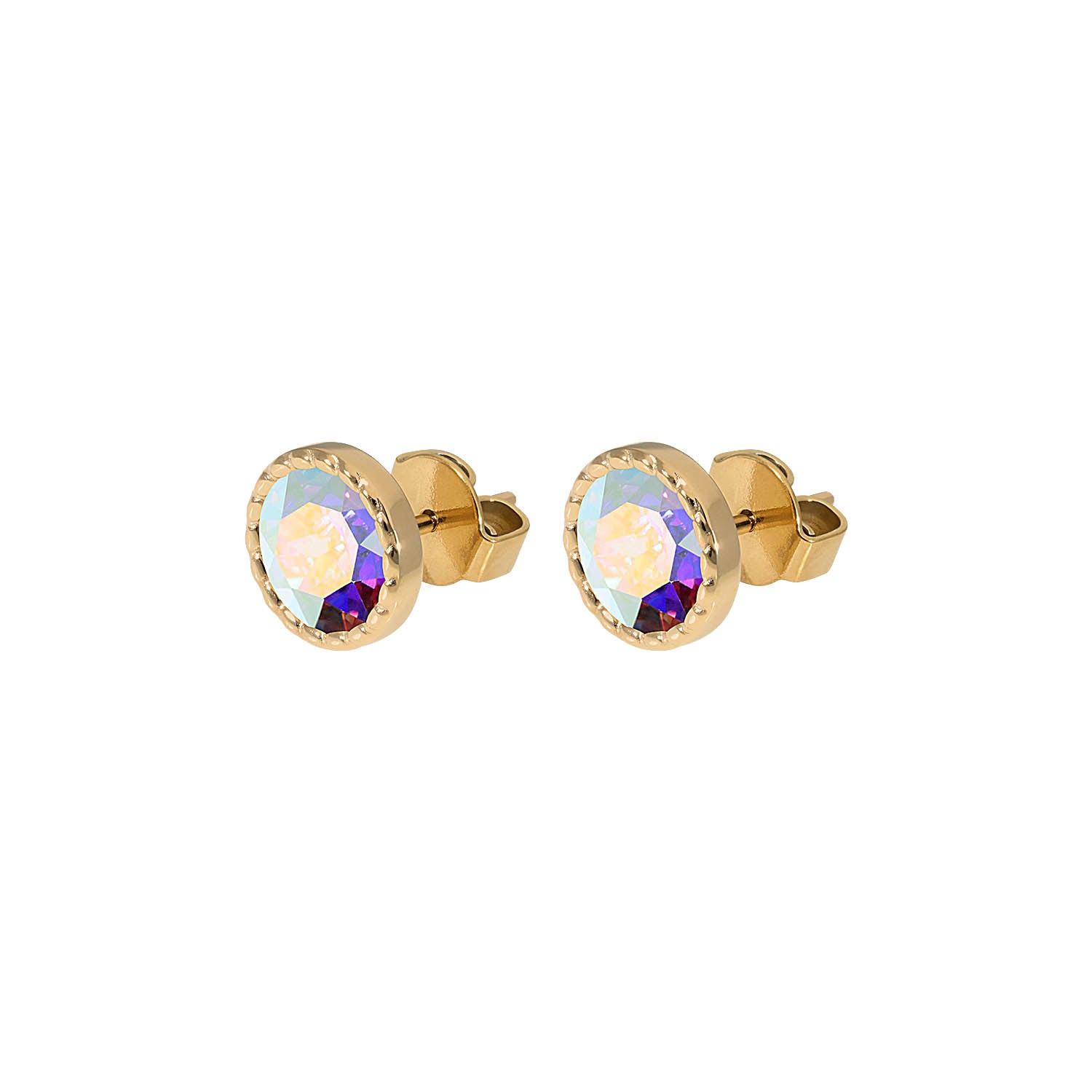 Bocconi Flat Ohrstecker 9 mm - Gold crystal aurora boreale