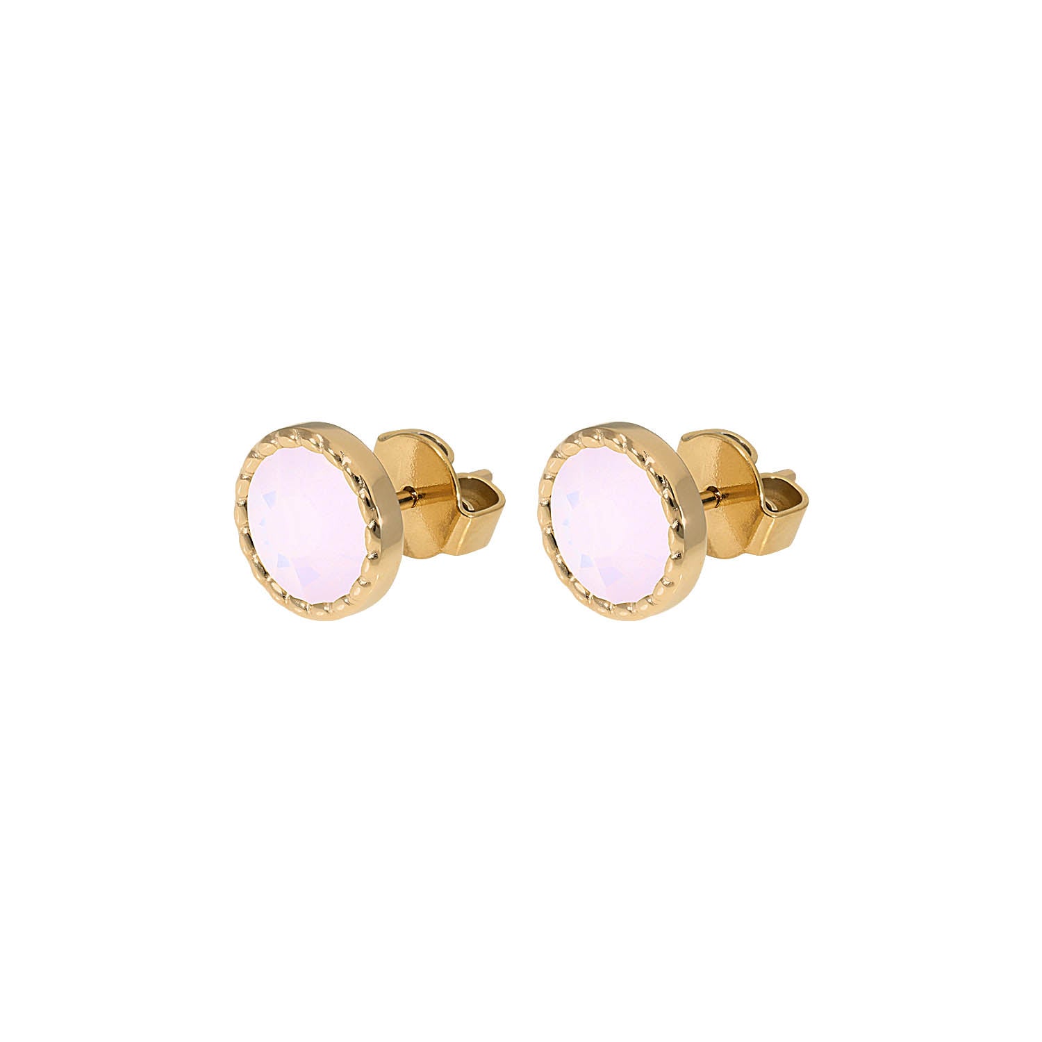 Bocconi Flat Ohrstecker 9 mm - Gold rose opal