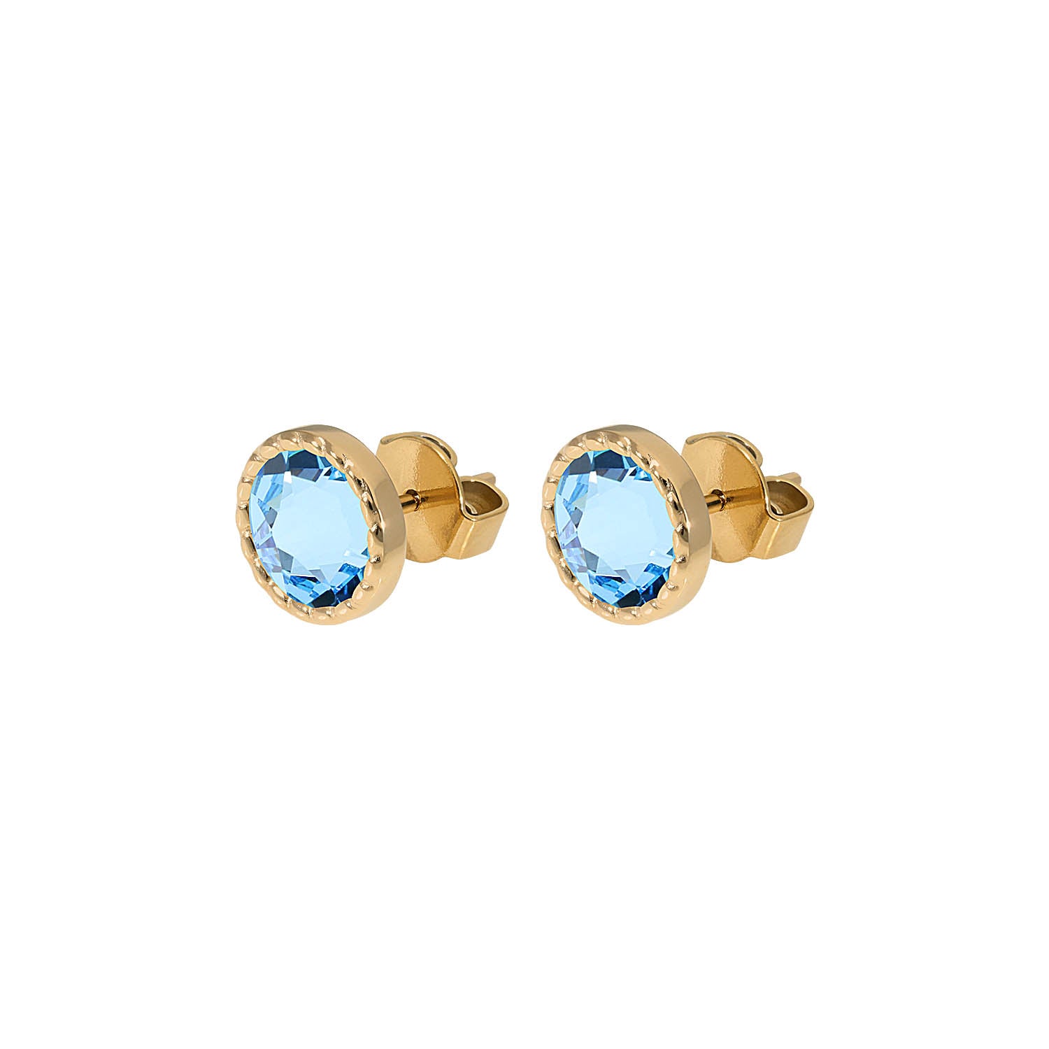 Bocconi Flat Ohrstecker 9 mm - Gold aquamarine