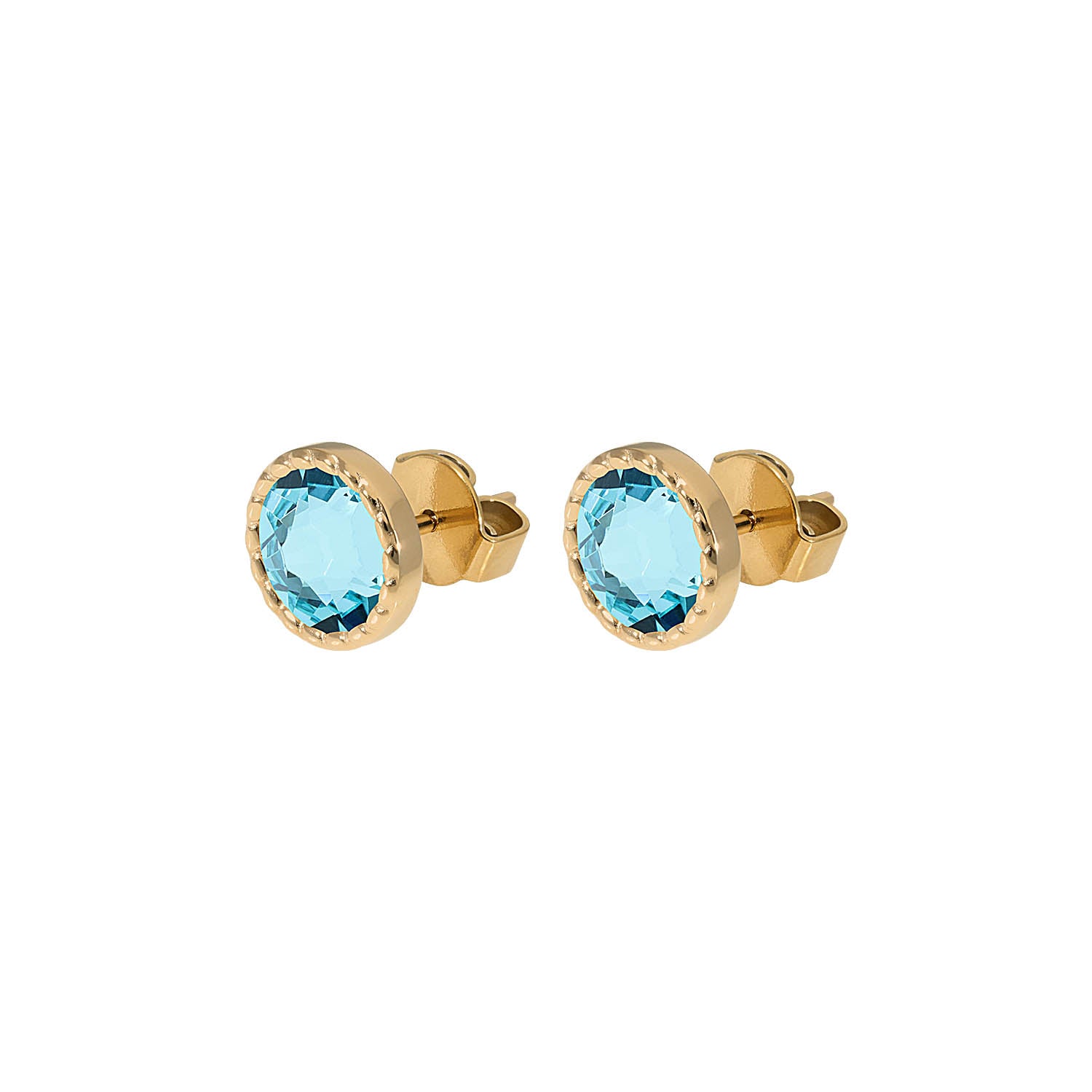 Bocconi Flat Ohrstecker 9 mm - Gold Light Turquoise