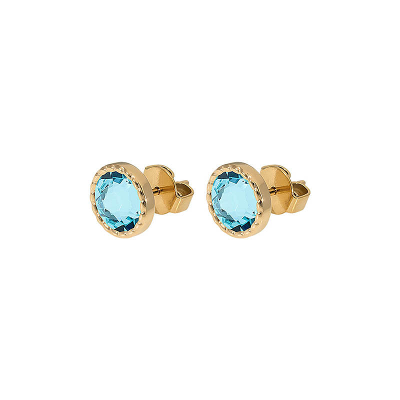 Bocconi Flat Ohrstecker 9 mm - Gold Light Turquoise