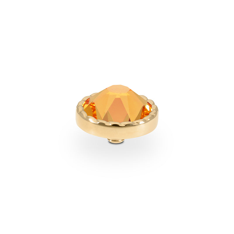 Bocconi Flat Top 9 mm - Gold Crystal Mango Ignite