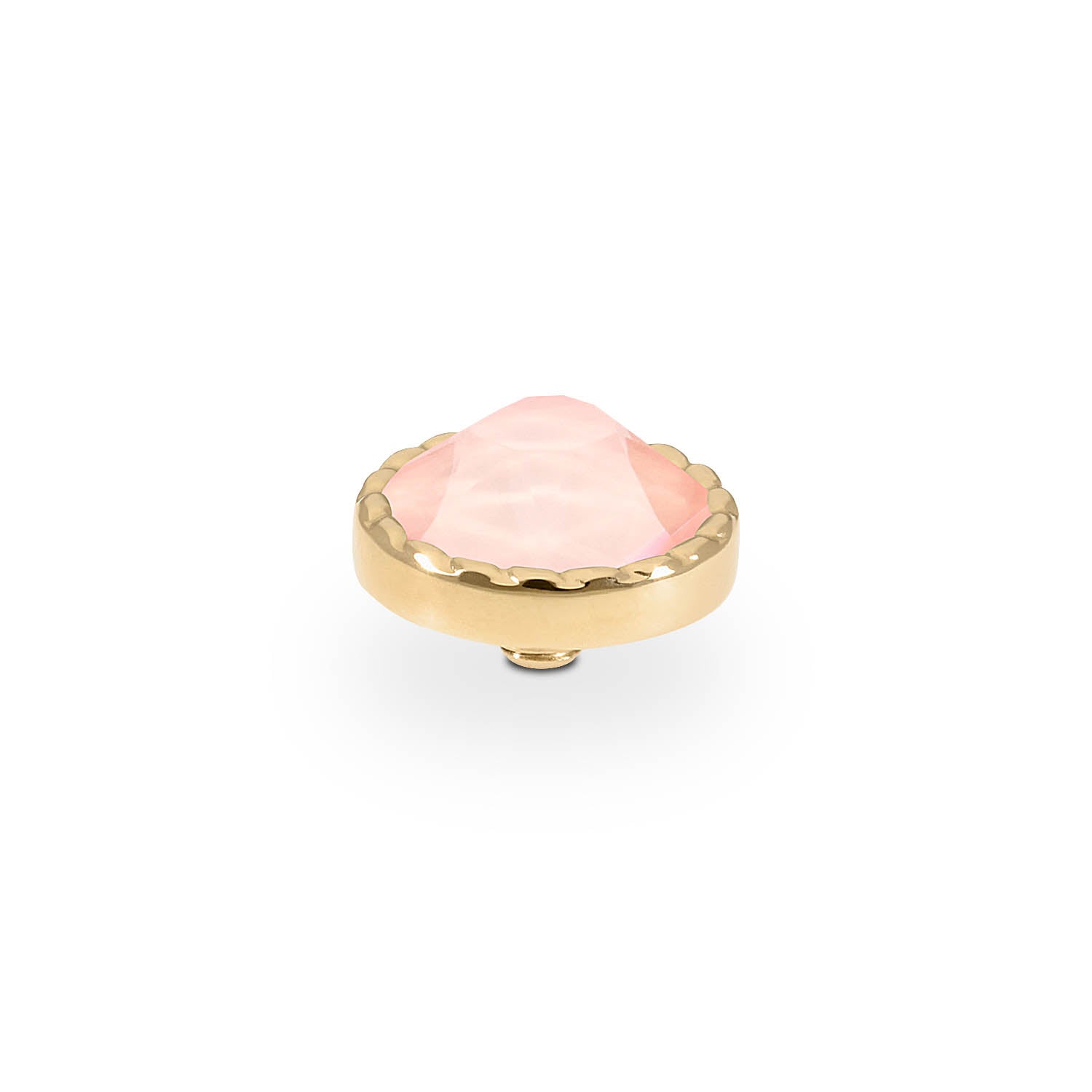 Bocconi Flat Top 9 mm - Gold Crystal Flamingo Ignite