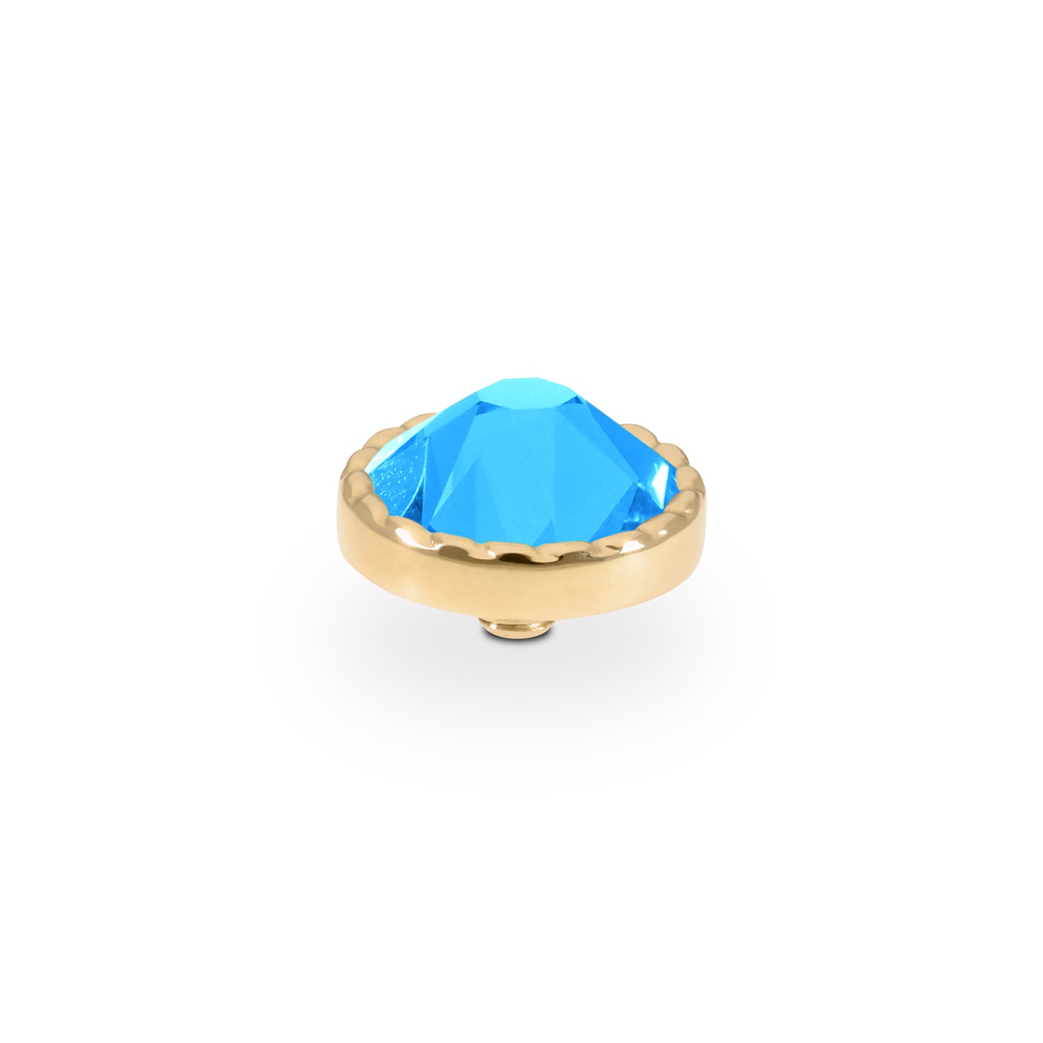 Bocconi Flat Top 9 mm - Gold Crystal Electric Blue Ignite
