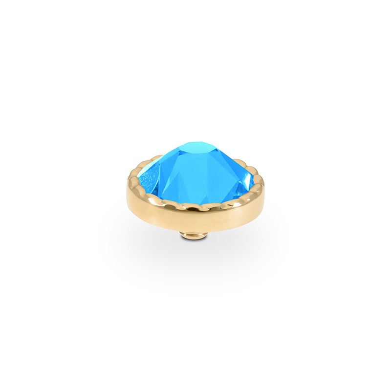 Bocconi Flat Top 9 mm - Gold Crystal Electric Blue Ignite