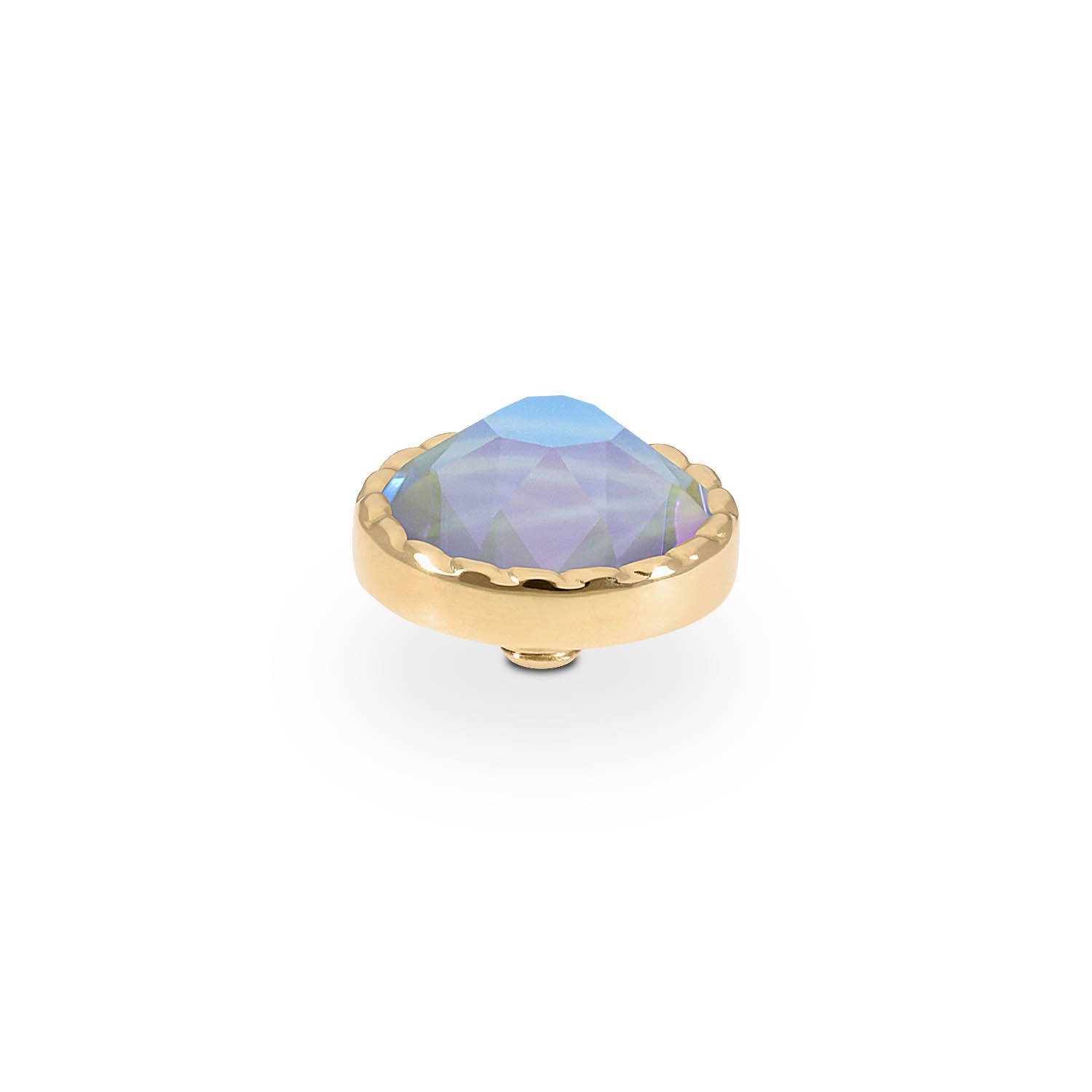 Bocconi Flat Top 9 mm - Gold Crystal Serene Gray Delite