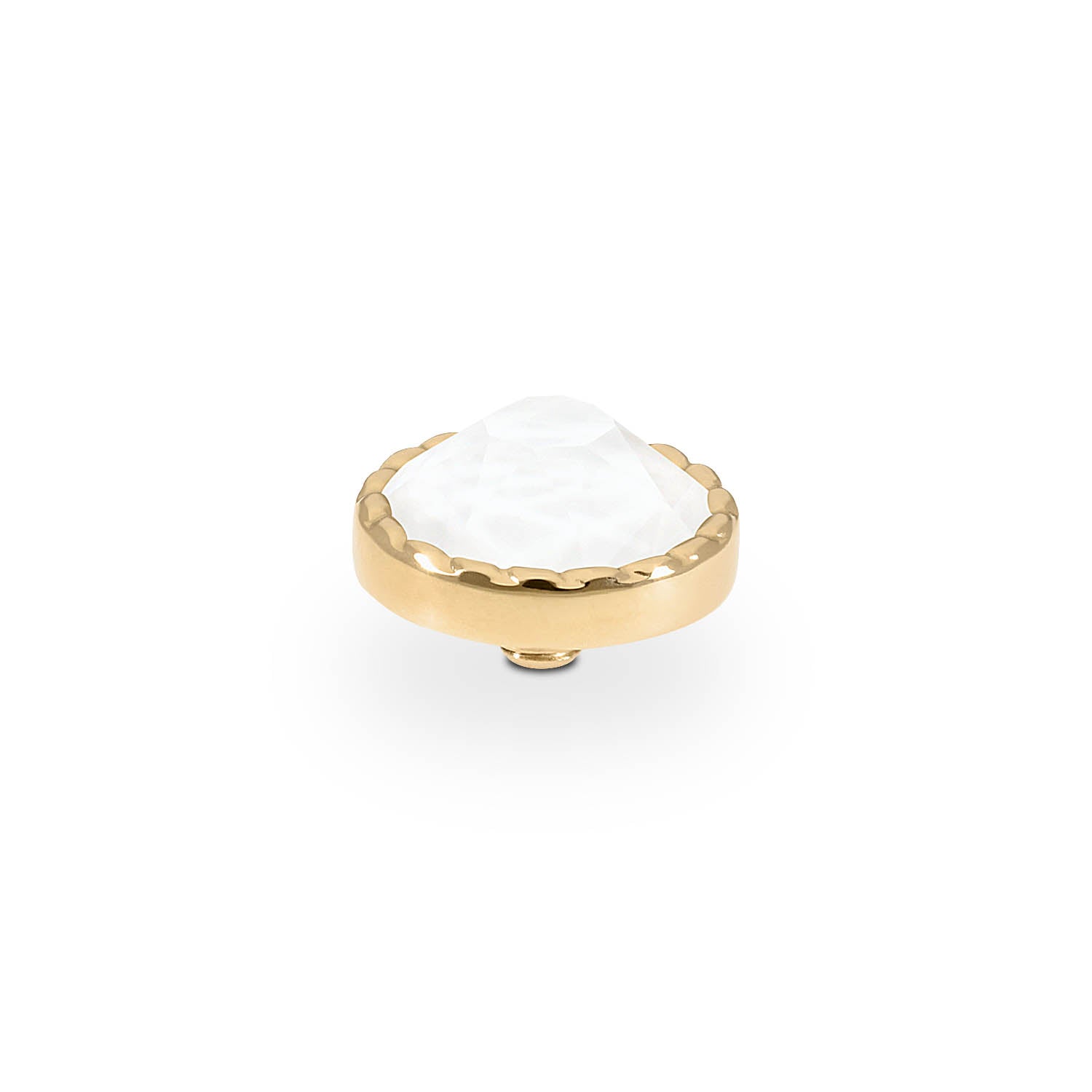 Bocconi Flat Top 9 mm - Gold crystal electric white ignite