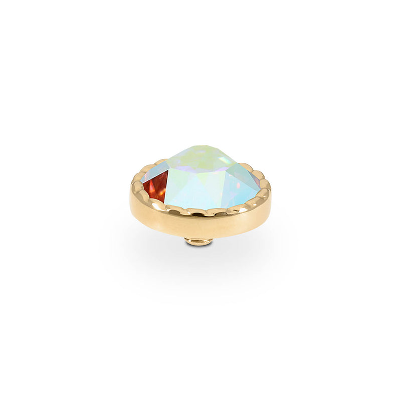 Bocconi Flat Top 9 mm - Gold crystal aurora boreale