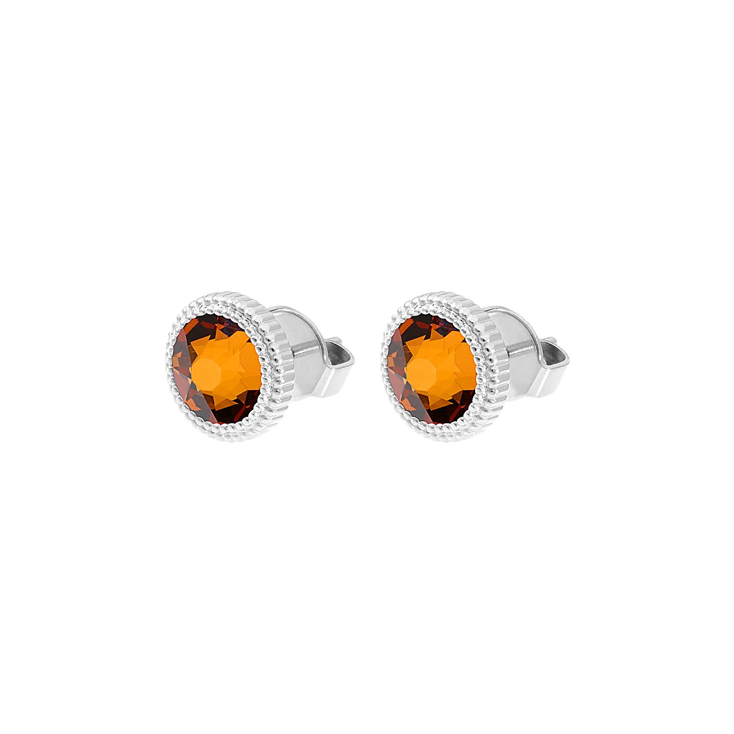 Fabero Flat Ohrstecker 10 mm - Silber light amber