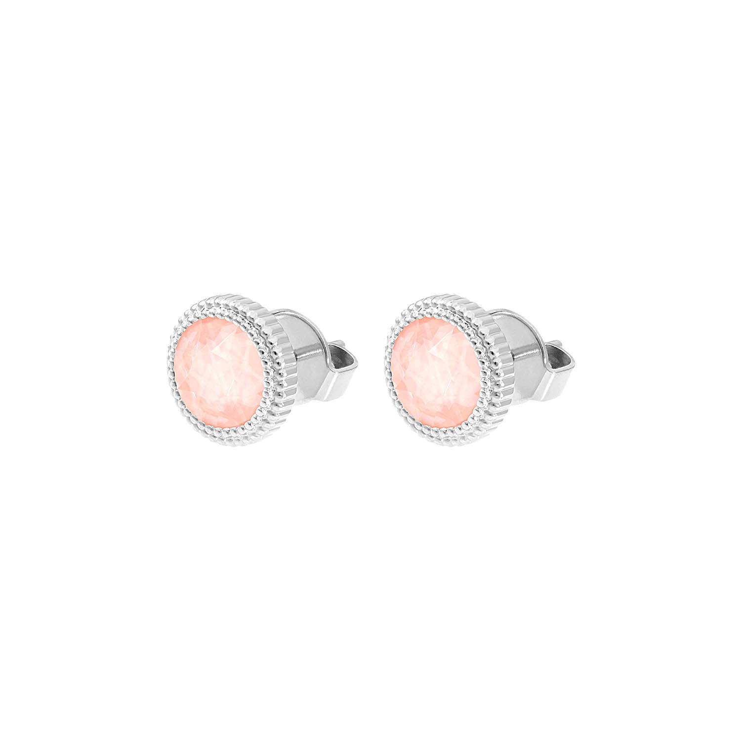 Fabero Flat Ohrstecker 10 mm - Silber Crystal Flamingo Ignite