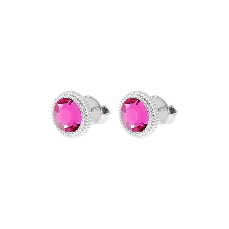 Fabero Flat Ohrstecker 10 mm - Silber fuchsia