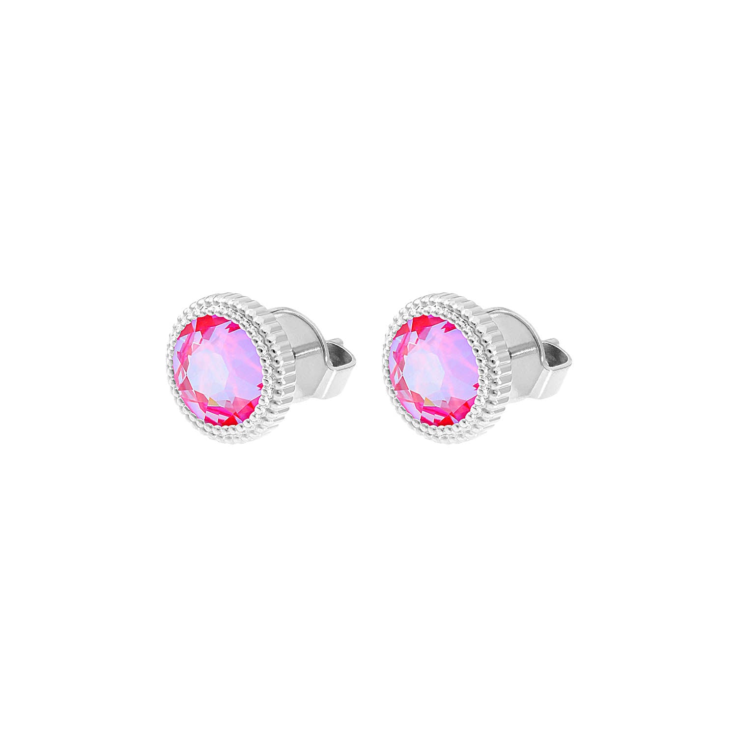 Fabero Flat Ohrstecker 10 mm - Silber lotus pink delite