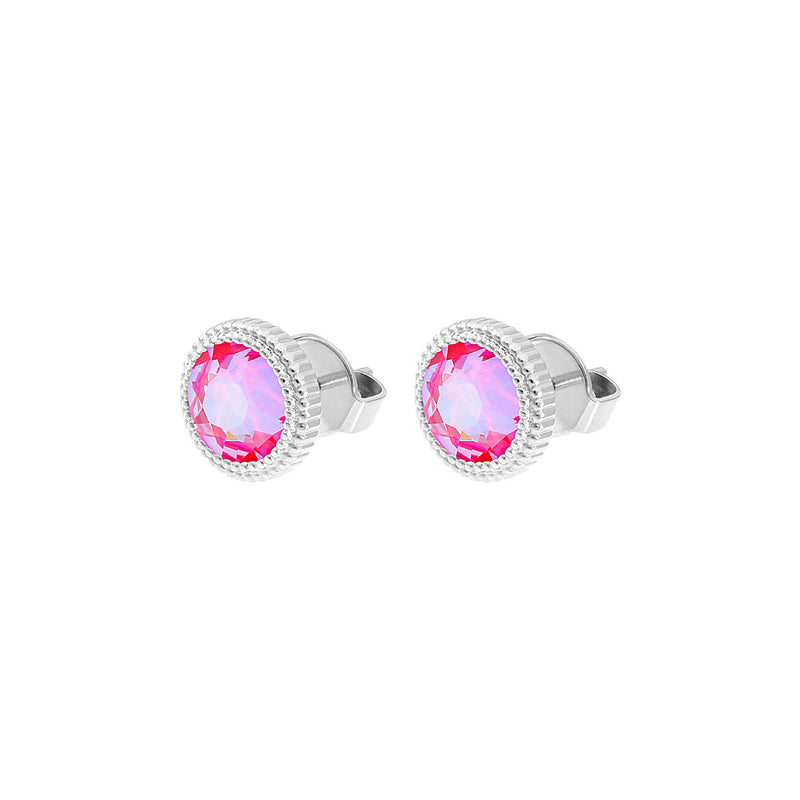 Fabero Flat Ohrstecker 10 mm - Silber lotus pink delite