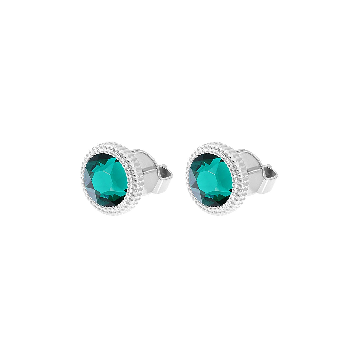Fabero Flat Ohrstecker 10 mm - Silber emerald