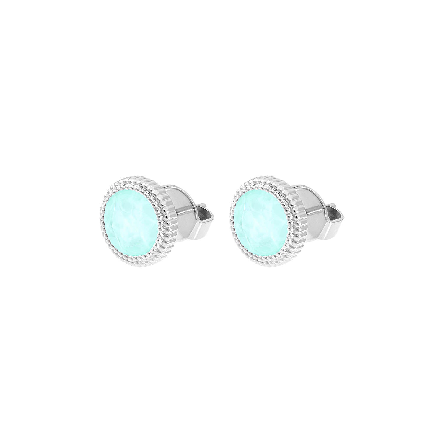 Fabero Flat Ohrstecker 10 mm - Silber crystal soft mint ignite