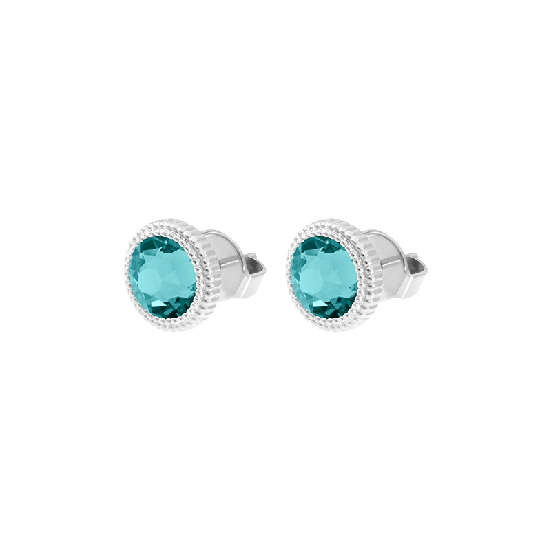 Fabero Flat Ohrstecker 10 mm - Silber Crystal Pine Green Ignite