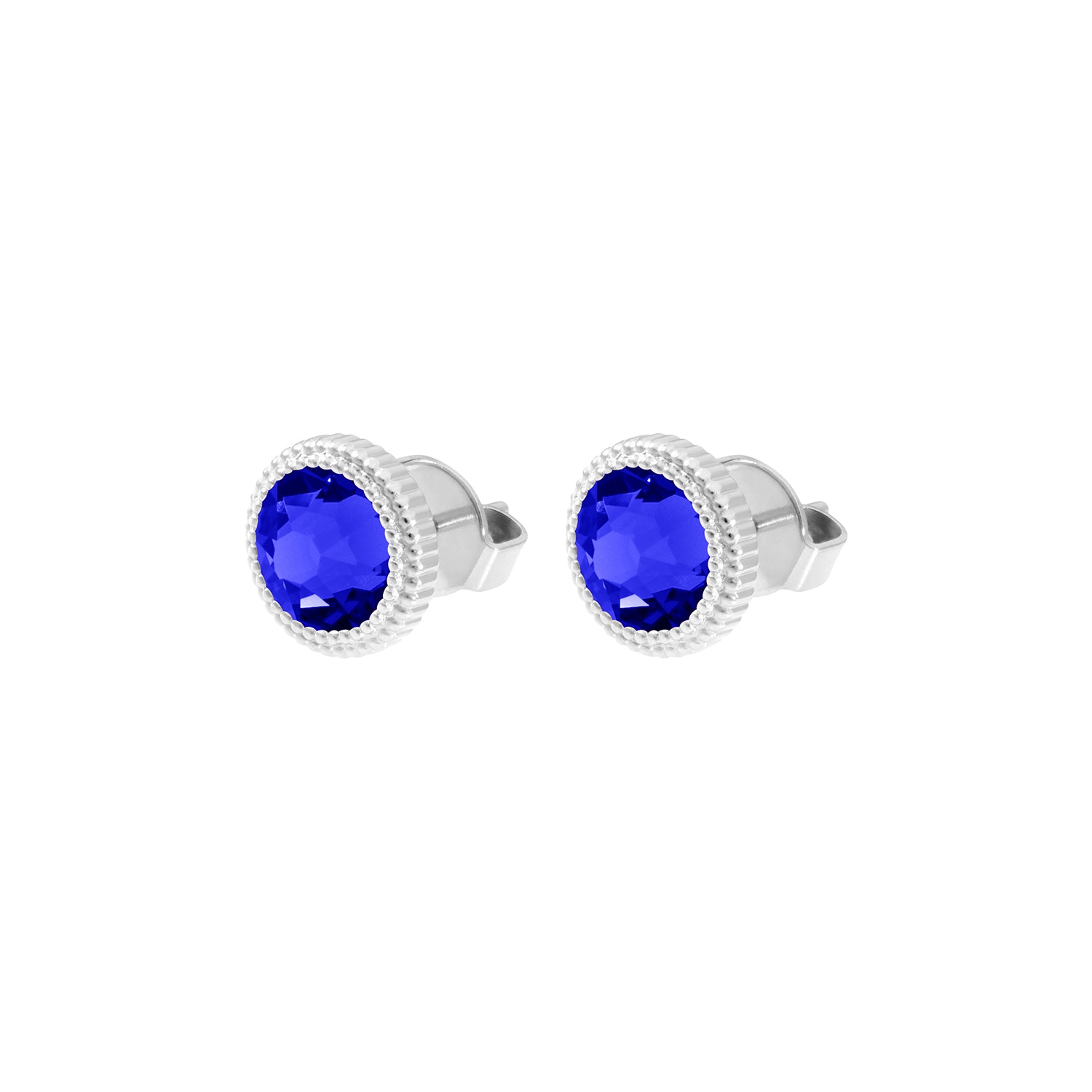 Fabero Flat Ohrstecker 10 mm - Silber ReCreated Dark Sapphire
