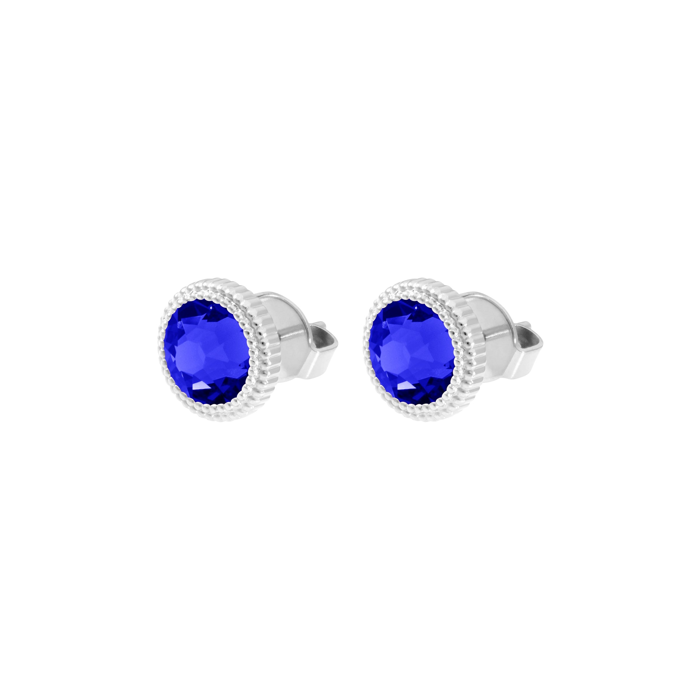 Fabero Flat Ohrstecker 10 mm - Silber ReCreated Dark Sapphire