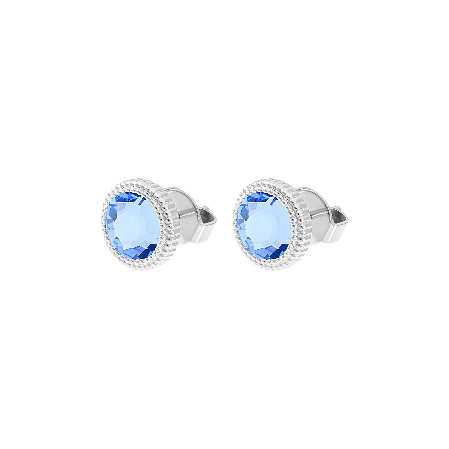 Fabero Flat Ohrstecker 10 mm - Silber light sapphire