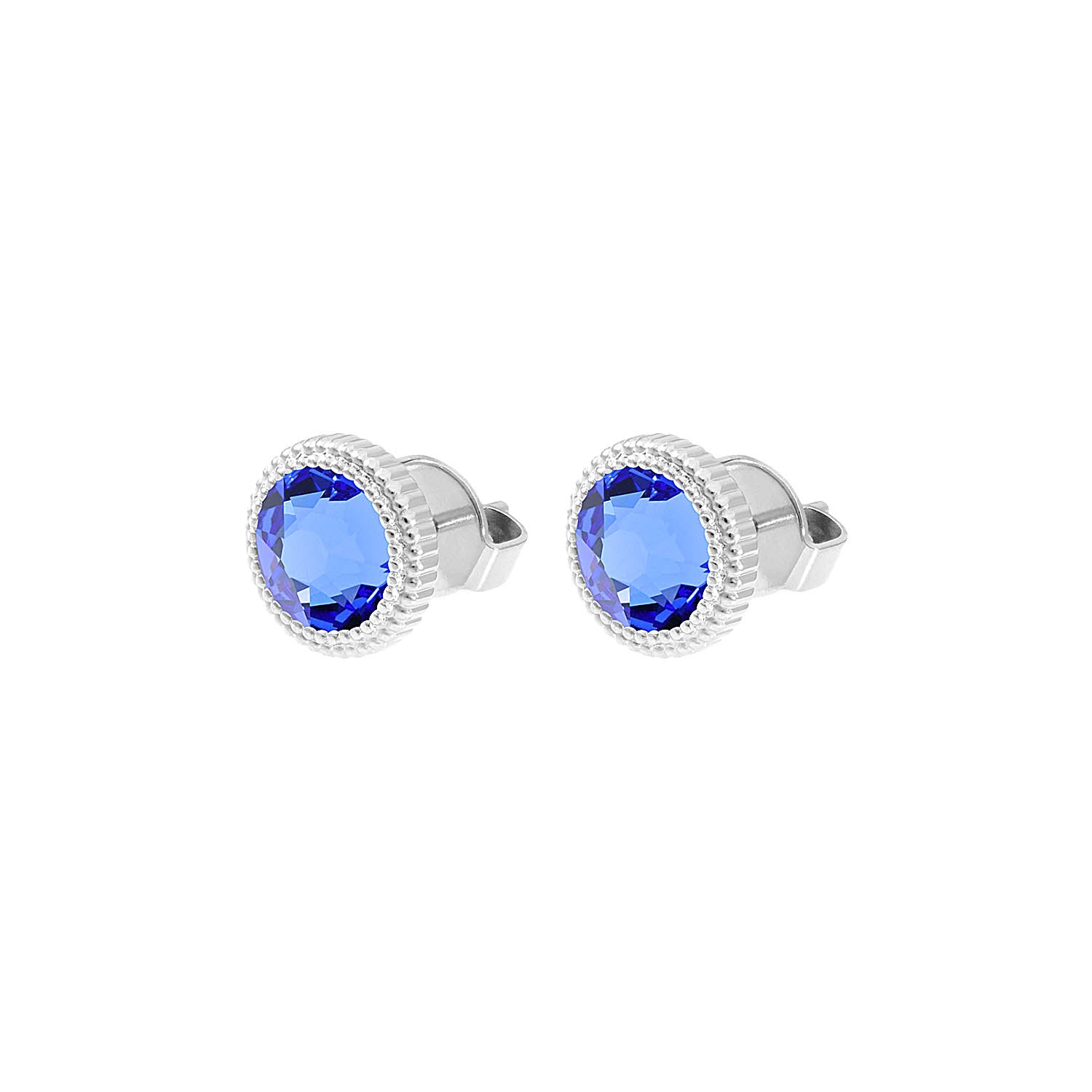 Fabero Flat Ohrstecker 10 mm - Silber sapphire