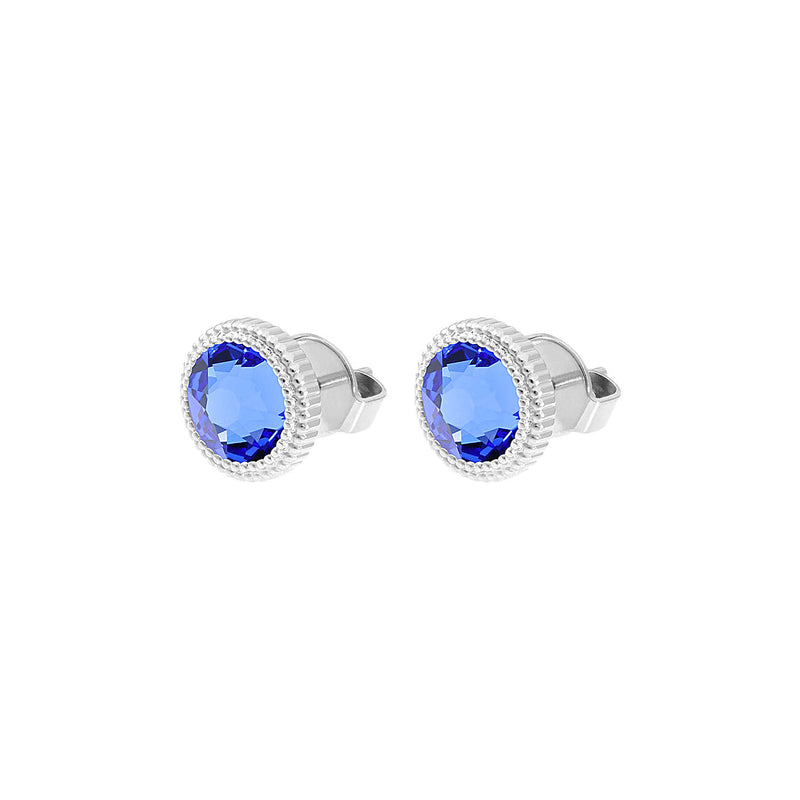 Fabero Flat Ohrstecker 10 mm - Silber sapphire