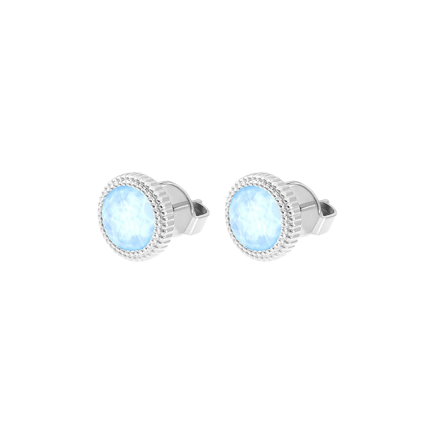 Fabero Flat Ohrstecker 10 mm - Silber crystal sky ignite