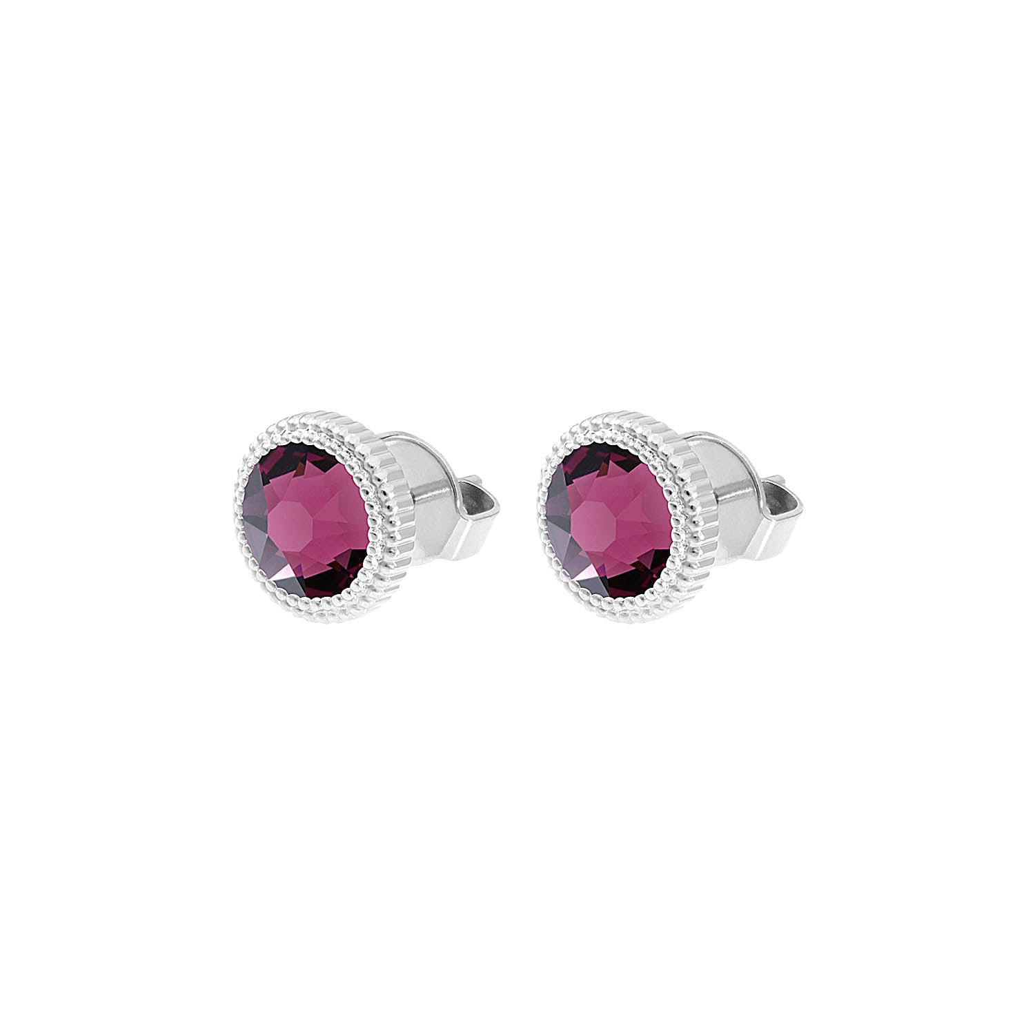 Fabero Flat Ohrstecker 10 mm - Silber amethyst