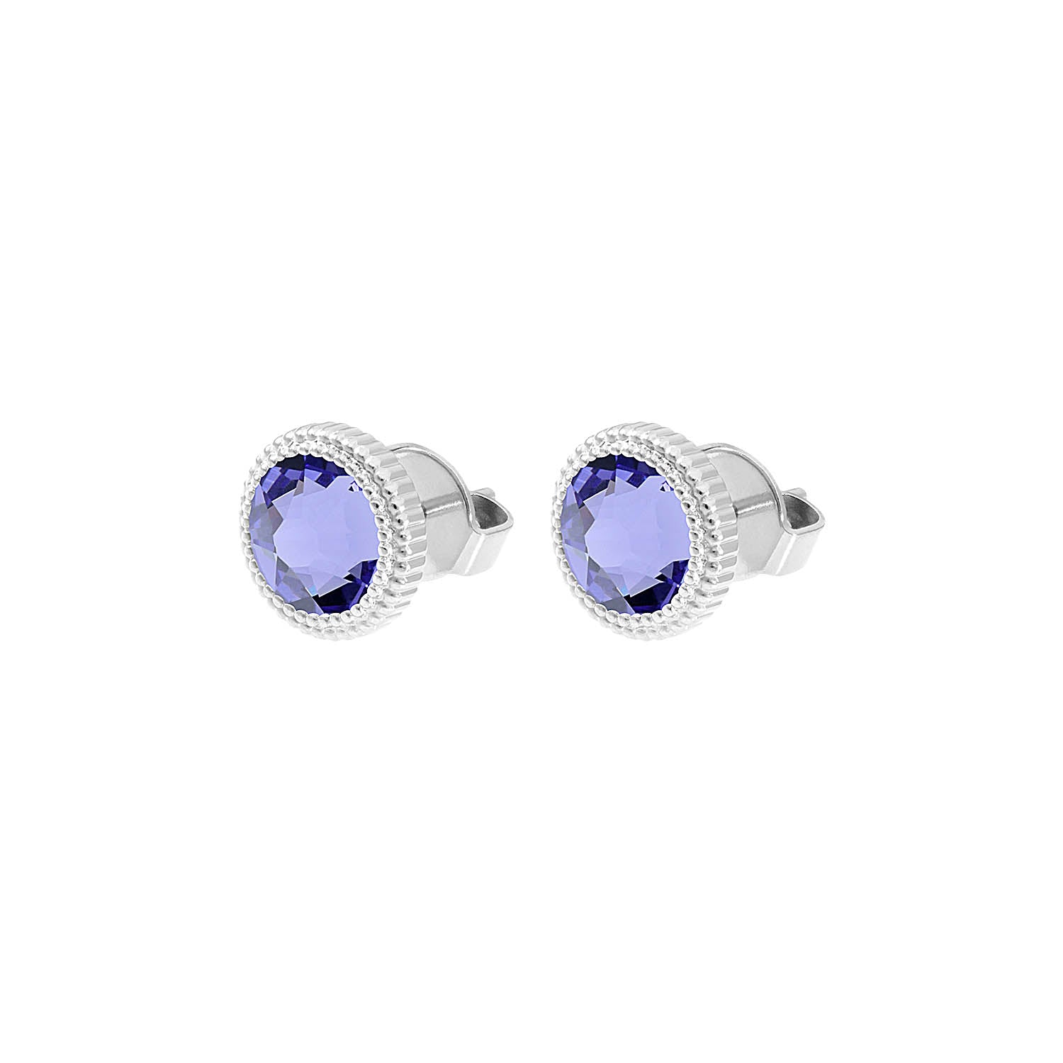 Fabero Flat Ohrstecker 10 mm - Silber tanzanite