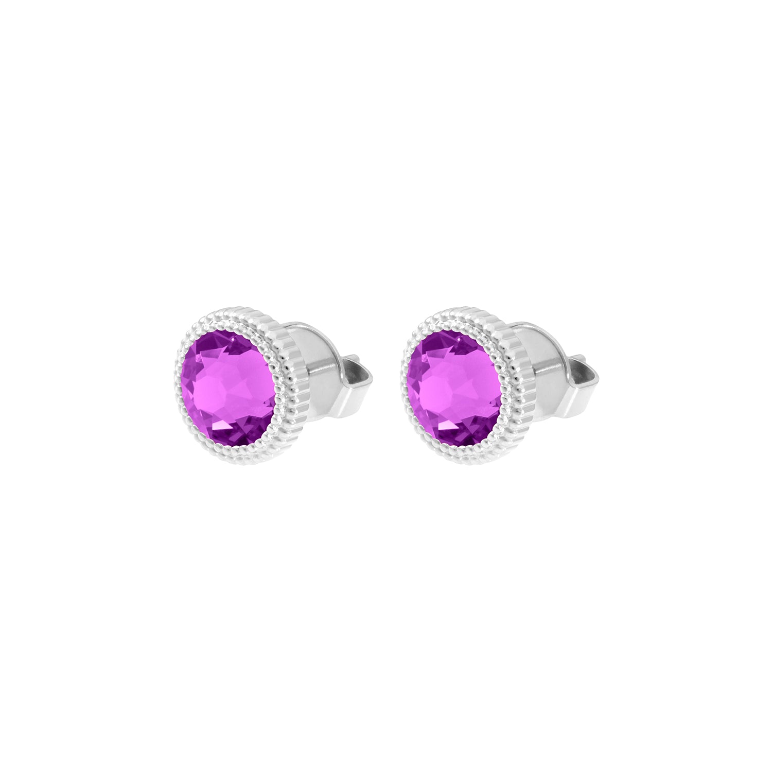 Fabero Flat Ohrstecker 10 mm - Silber Crystal Electric Violet Ignite