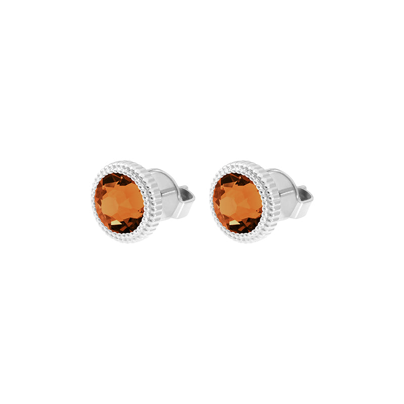 Fabero Flat Ohrstecker 10 mm - Silber Smoked Topaz