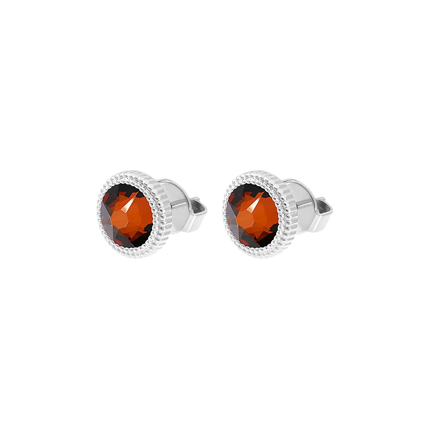 Fabero Flat Ohrstecker 10 mm - Silber smoked amber