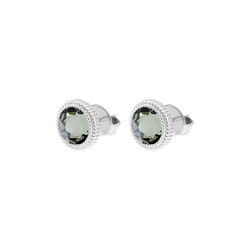 Fabero Flat Ohrstecker 10 mm - Silber black diamond