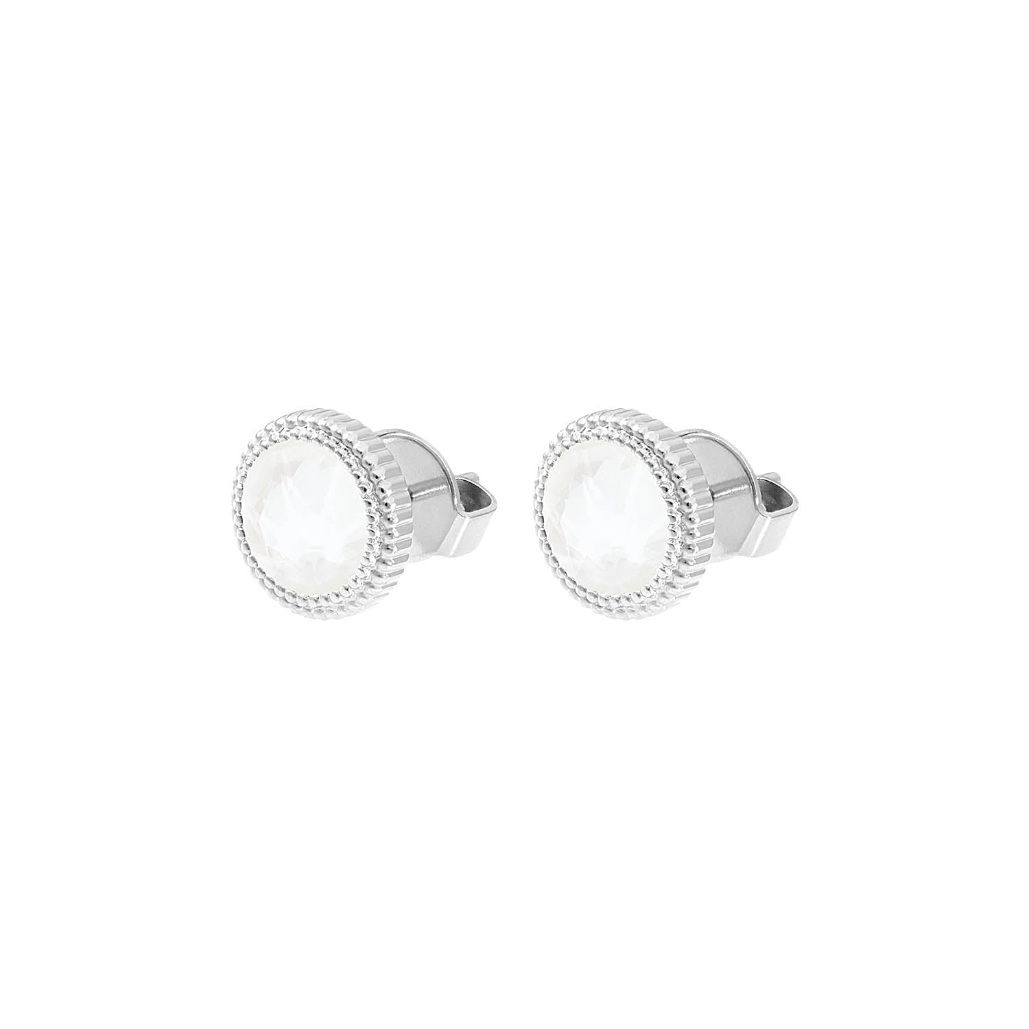 Fabero Flat Ohrstecker 10 mm - Silber crystal electric white ignite