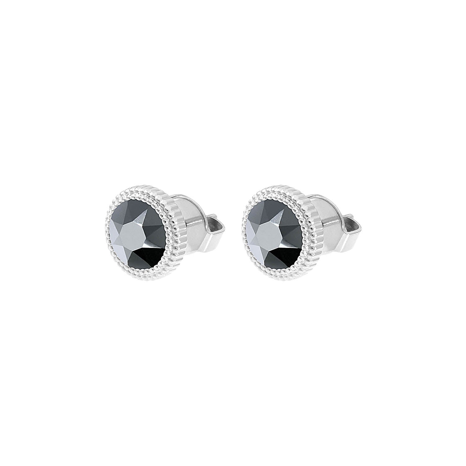 Fabero Flat Ohrstecker 10 mm - Silber jet hematite