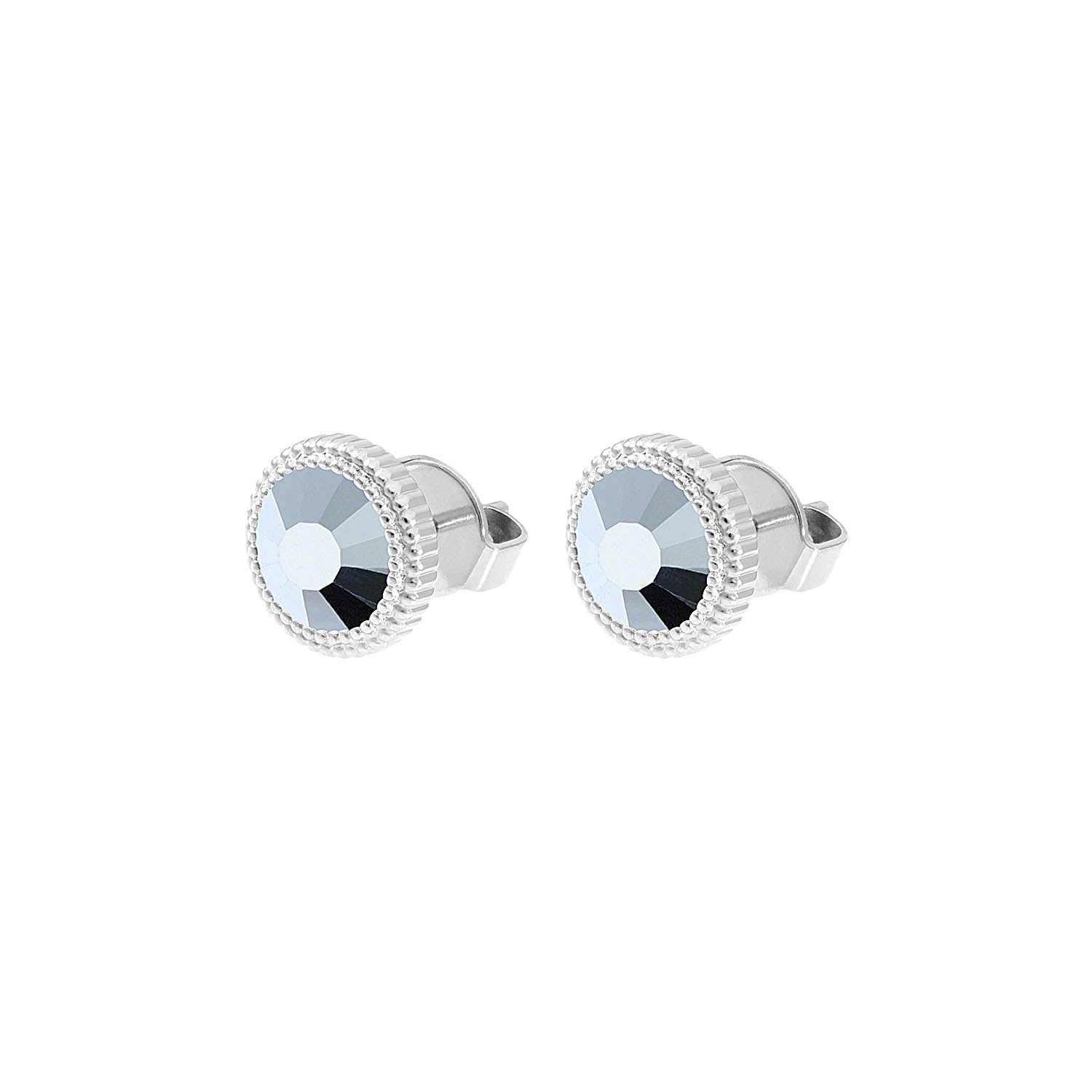 Fabero Flat Ohrstecker 10 mm - Silber crystal labrador
