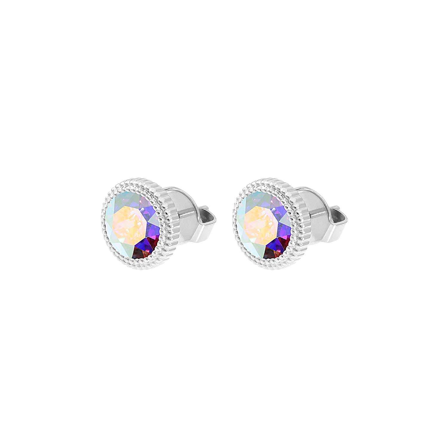 Fabero Flat Ohrstecker 10 mm - Silber crystal aurora boreale