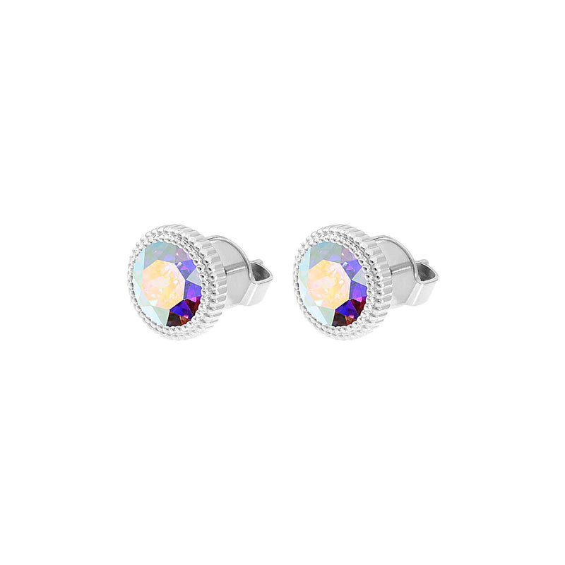 Fabero Flat Ohrstecker 10 mm - Silber crystal aurora boreale