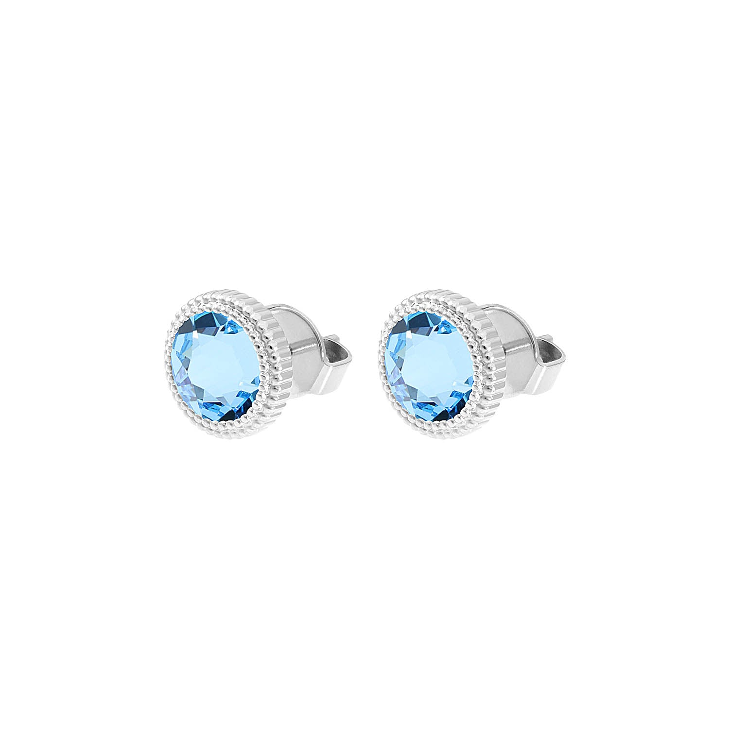 Fabero Flat Ohrstecker 10 mm - Silber aquamarine