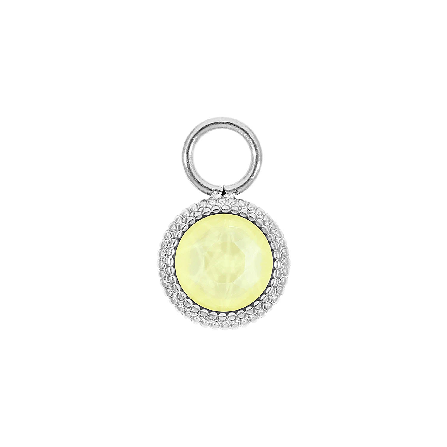 Fabero Flat Charm 10 mm - Silber crystal soft yellow ignite