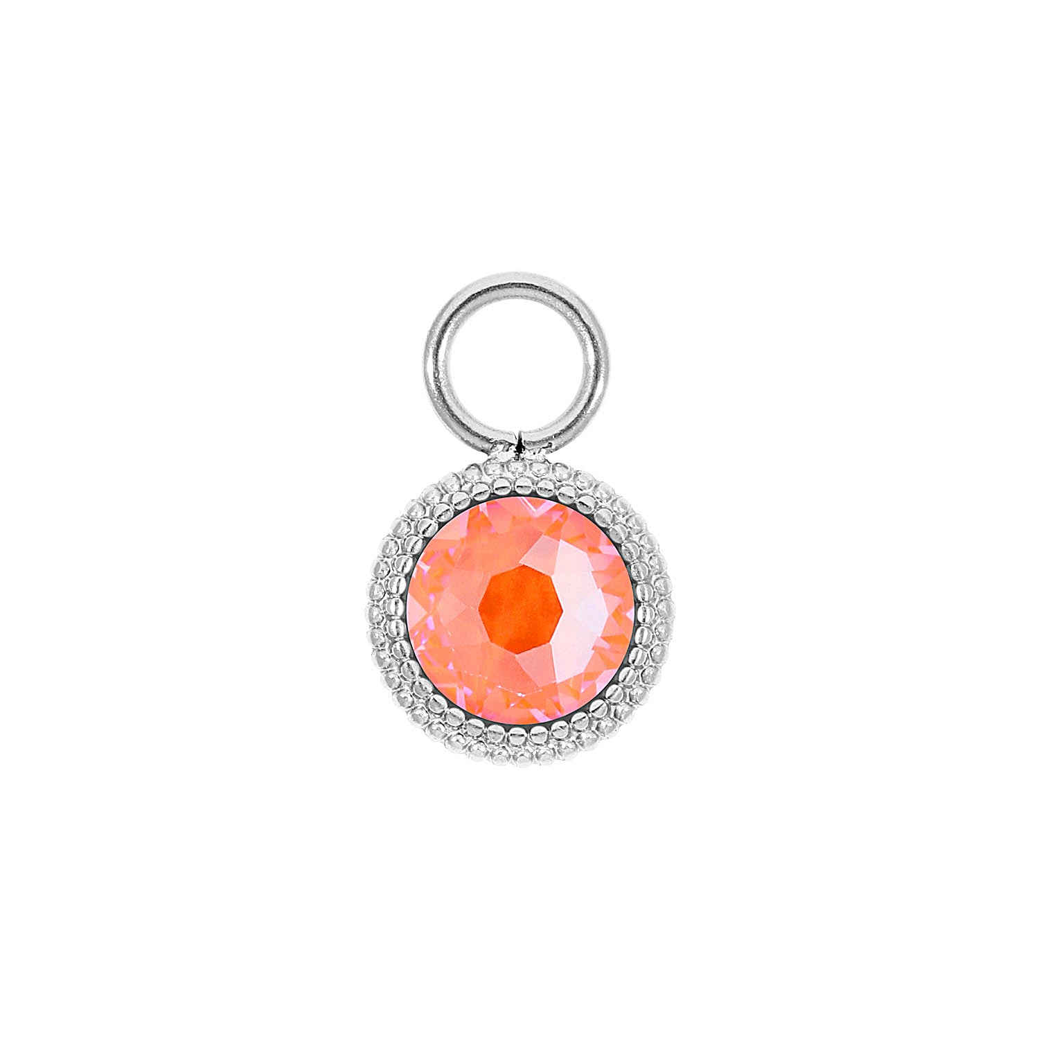 Fabero Flat Charm 10 mm - Silber crystal orange glow delite