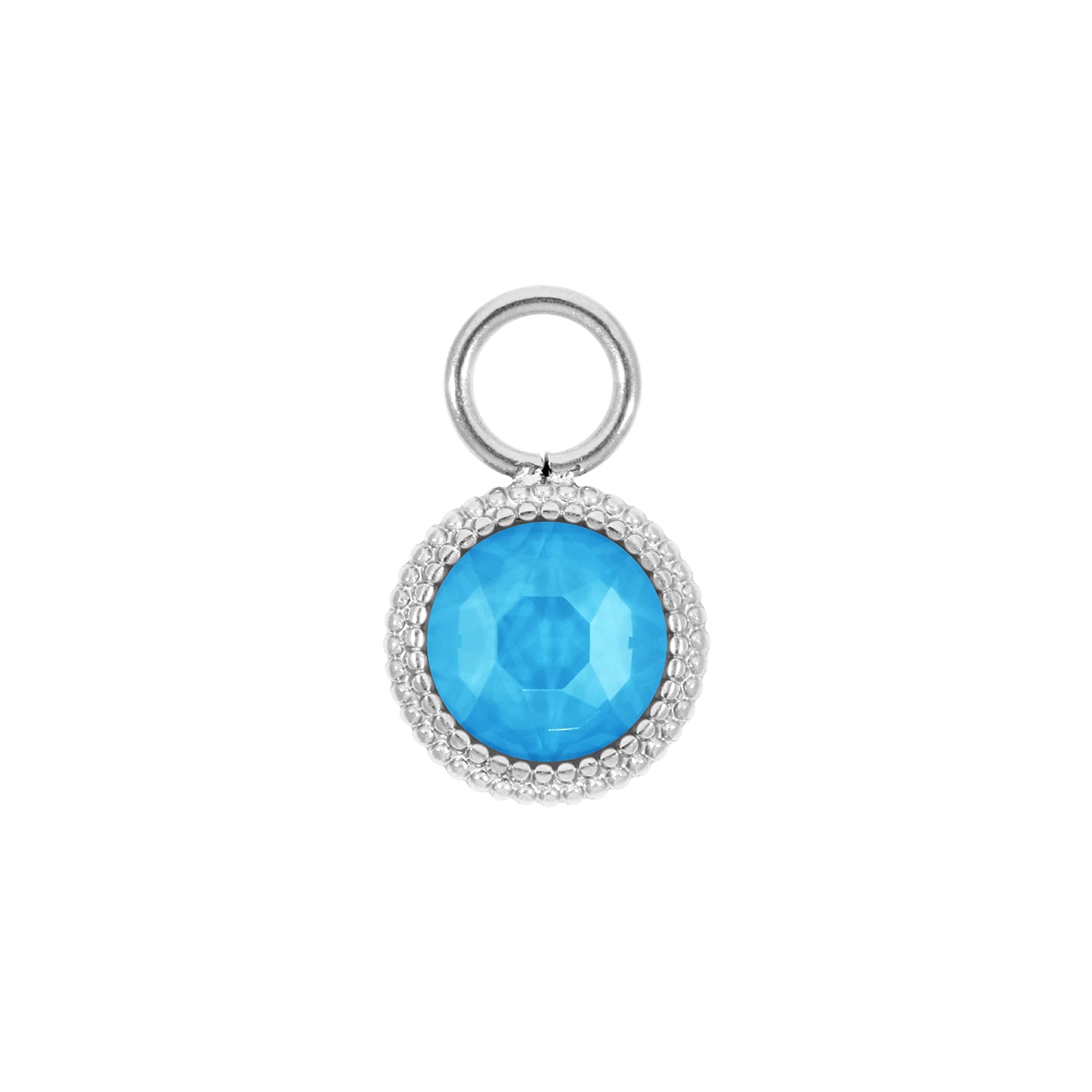 Fabero Flat Charm 10 mm - Silber Crystal Electric Blue Ignite