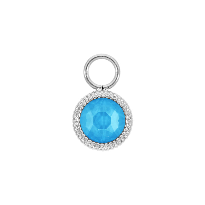 Fabero Flat Charm 10 mm - Silber Crystal Electric Blue Ignite