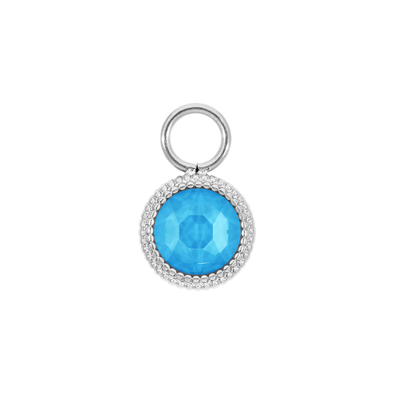 Fabero Flat Charm 10 mm - Silber Crystal Electric Blue Ignite