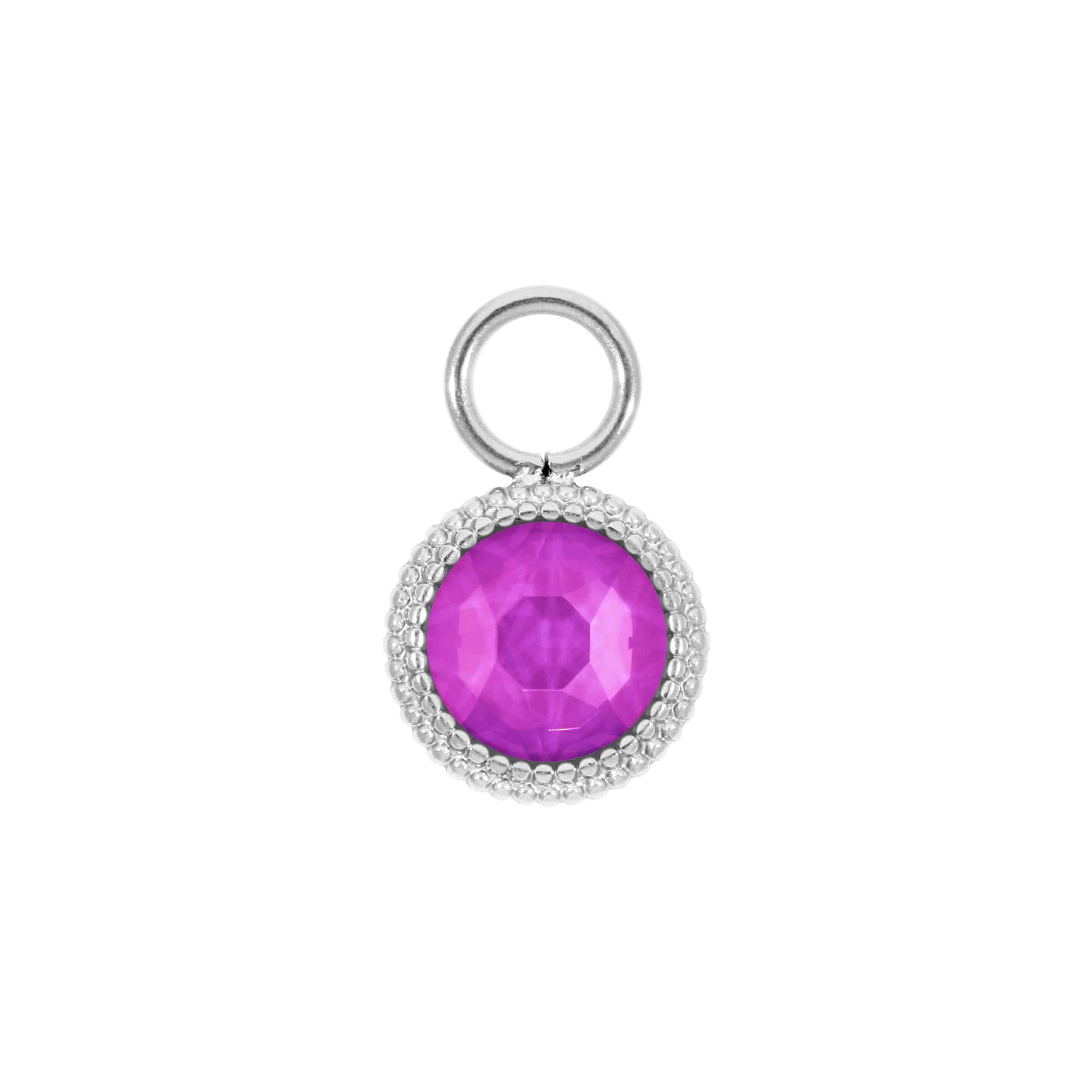Fabero Flat Charm 10 mm - Silber Crystal Electric Violet Ignite
