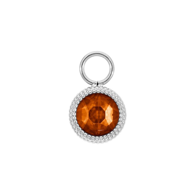 Fabero Flat Charm 10 mm - Silber Smoked Topaz