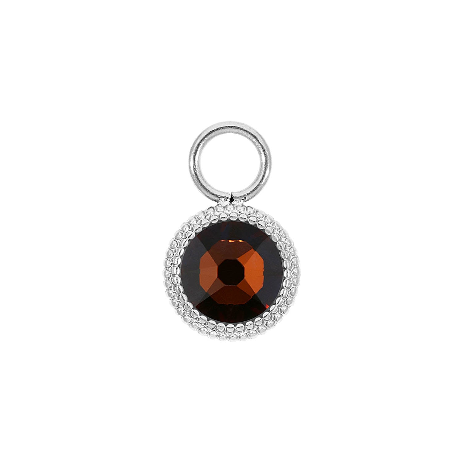 Fabero Flat Charm 10 mm - Silber smoked amber