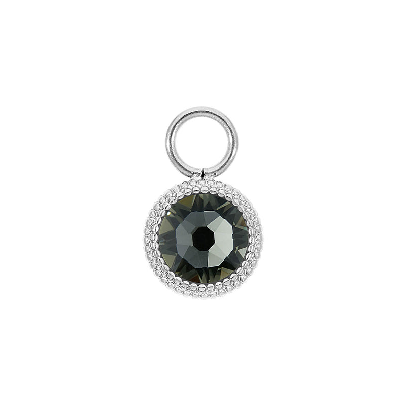 Fabero Flat Charm 10 mm - Silber black diamond