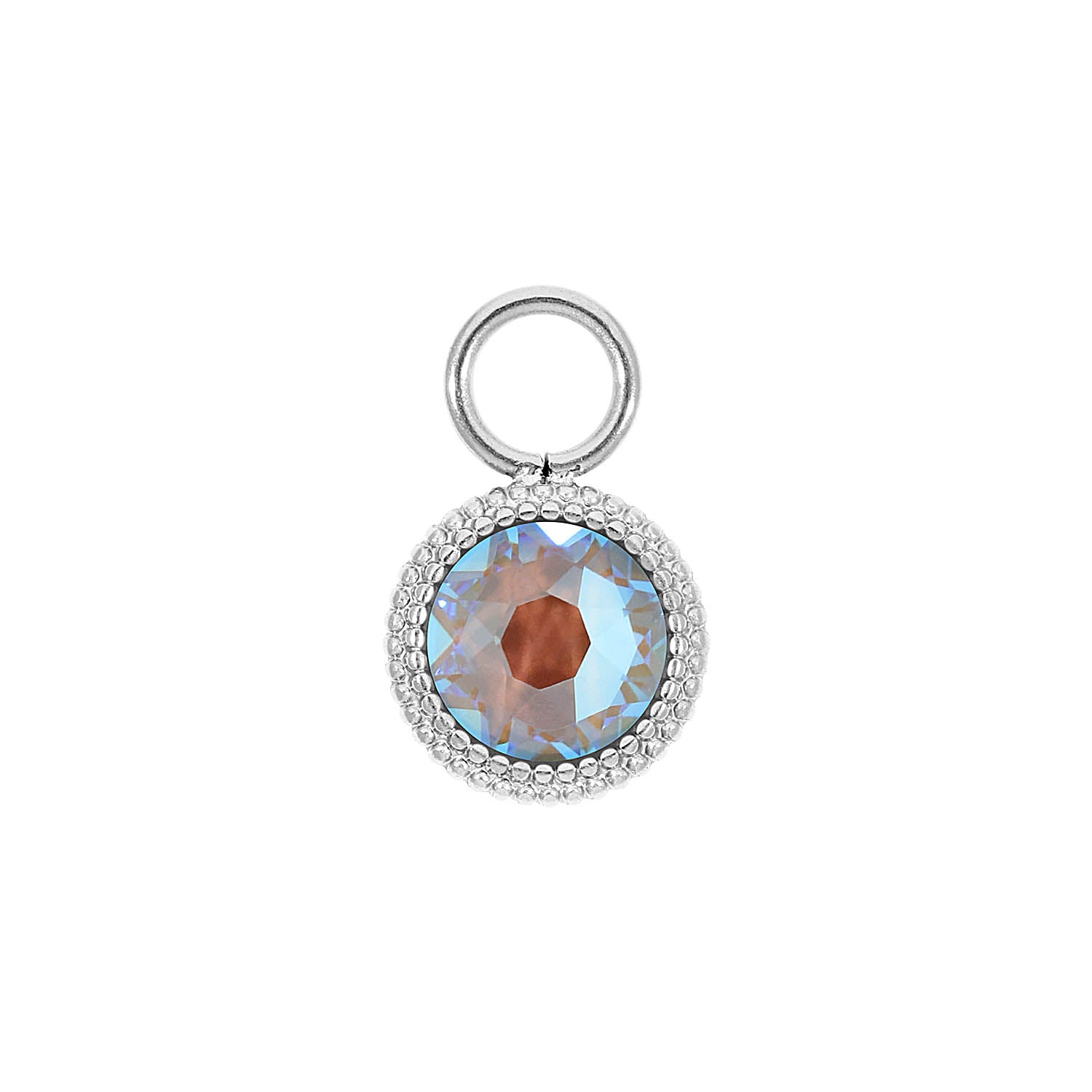 Fabero Flat Charm 10 mm - Silber Crystal Serene Gray Delite